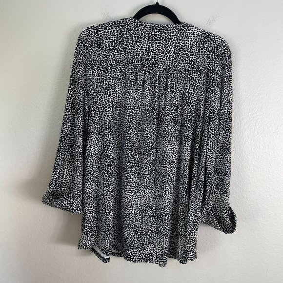 Cocomo Womens XL Animal Print Tunic Top Stretch Roll Tab Sleeve Blouse Shirt - Picture 11 of 11